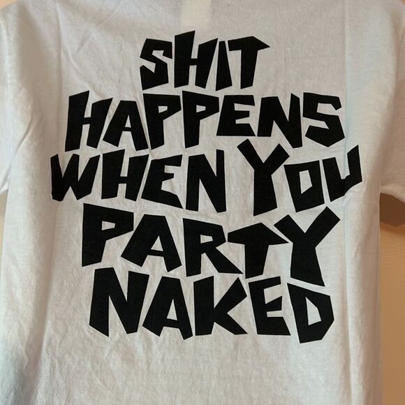 Life’s a Beach White Shit Happens T-shirt Sz S - Picture 5 of 5